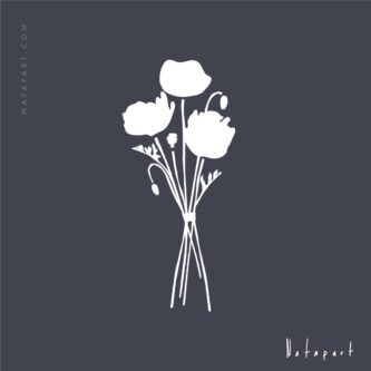 POPPIES BOUQUET 1B BLUE ILLUSTRATION