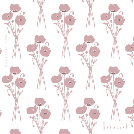 POPPIES BOUQUET 1C MAUVE REPEAT