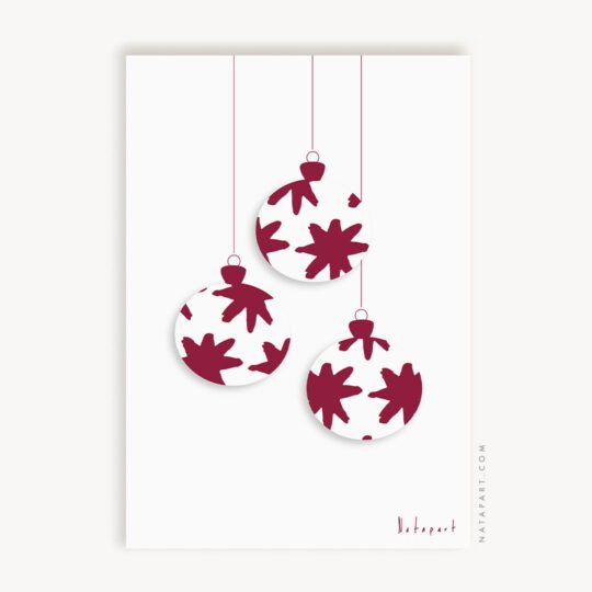 RED CHRISTMAS STAR BAUBLES PRINTABLE ART - Image 2
