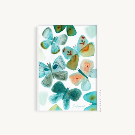 Aqua Butterflies 1 in Watercolour Ed. 3 of 50 - Image 3