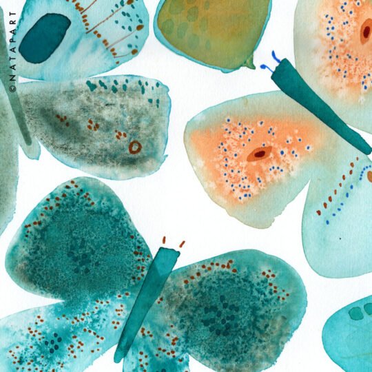 Aqua Butterflies 1 in Watercolour Ed. 3 of 50 - Image 2
