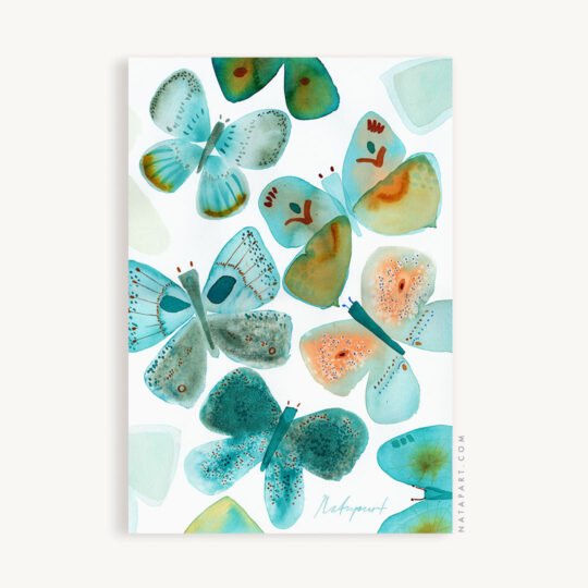 Aqua Butterflies 1 in Watercolour Ed. 3 of 50
