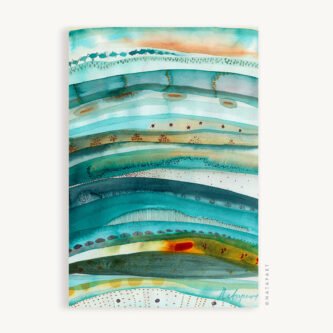 Aqua Abstract Landscape in Watercolour Limited Edition 35 of 50