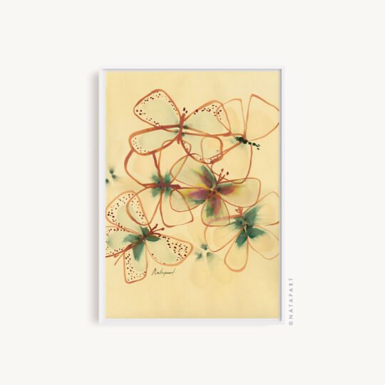 Lines Butterflies Original Watercolour Painting - Image 3