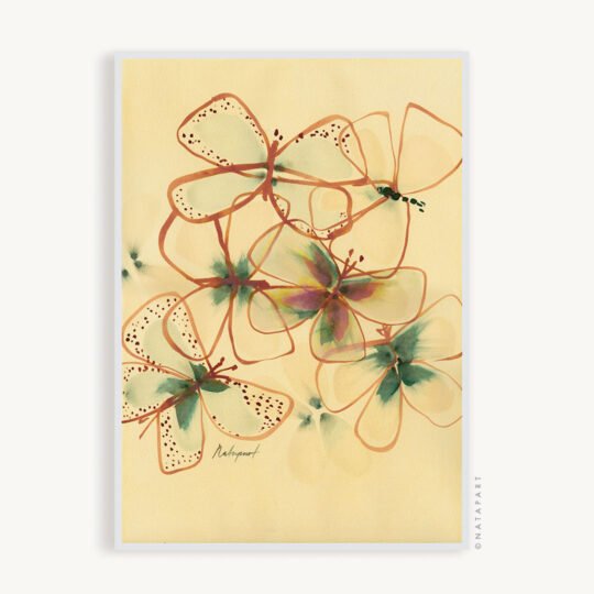 Lines Butterflies Original Watercolour Painting