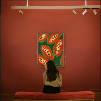 Papaya Tropical Fruit Original Painting on Canvas